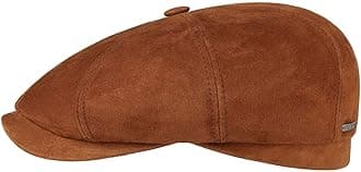 Stetson Hatteras Goat Suede Leather Flat Cap Men - Flat Cap Handmade in Germany - Men's Cap Made of Genuine Leather (Goatskin) - Flat Cap with Satin Lining - Summer/Winter Peaked Cap