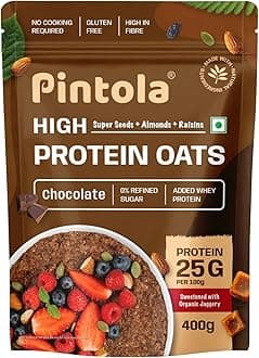 25G Whey Protein Added OATS, Chocolate 400g | 0% Refined Sugar | Gluten Free | 8g Fibre | With Almonds, Raisins, Pumpkin & Chia Seeds | Perfect Breakfast (400g)