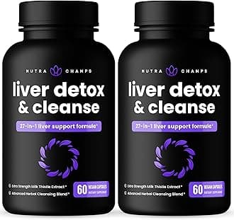 NutraChamps Liver Cleanse Detox & Repair Formula, Milk Thistle Extract with Silymarin, Artichoke, Dandelion, Chicory Root Powder, Premium Liver Support Pills Supplement, 60 Capsules (Pack of 2)