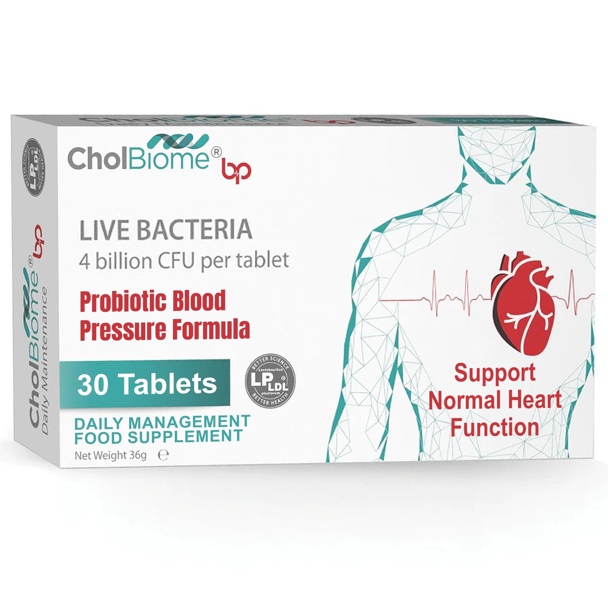BP Tablets - 30 Tabs, 4 Billion CFU/Serving Source Capsules, Probiotic Blood Pressure Control Supplement, Helps Lowering Cholestrol, Probiotics for Gut Health