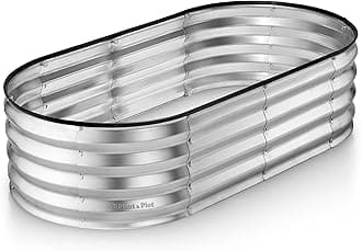 Galvanized Metal Raised Garden Bed for Outdoor Gardening 4×2×1 ft // Easy-to-Assemble Garden Bed Kit for Vegetables and Plants // Sturdy Steel Raised Planter Box (Silver) // Tool-Free Assembly