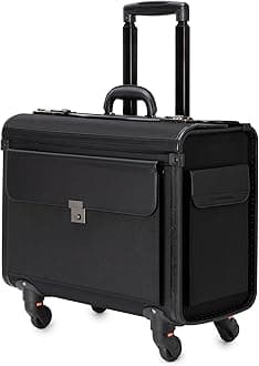 Alpine Swiss Wheeled Briefcase | Rolling Briefcase Locking Telescopic Handle 4 Replaceable Wheels | Pilot Lawyer Litigator Attache Case | 17” Laptop Compartment | Dual Combo Locks | Organizer Pockets