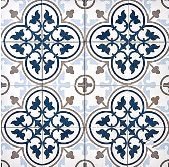 Tenedos Provenza Square 8x8 Gray White Blue Compact Porcelain Floor Tile Matte for Kitchen Wall, Bathroom Shower, Laundry Room, Accent Wall (1 Piece)