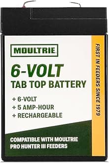Moultrie 6 Volt Tab Top Battery - Designed for Moultrie Pro Hunter 3 Series Feeders - 5 Amp Hour - Rechargeable