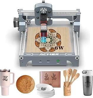 ACMER S1 Laser Engraver for Beginner Mini Laser Engraving Machine for Wood, Paper, Acrylic, 2.5W/3.5W/6W, Laser Class4 (Silver, S1 6W)