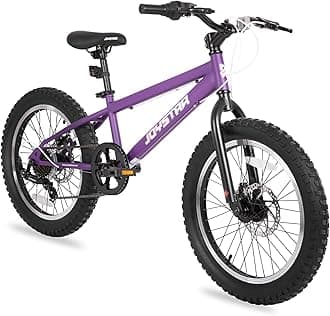 20 Inch Mountain Bike for Kids Ages 7-12 Year Old, 3-Inch Wide Knobby Tires, 7 Speed Shimano Drivetrain, Disc Brakes, Fat Tire Kids Bicycles for Boys Girls