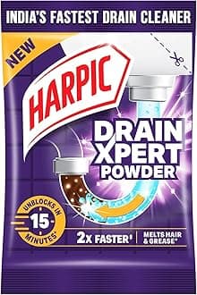 DrainXpert Drain Cleaner Powder Sachets | Removes Blockages in Pipes, Sinks & Septic Tanks| Works within 15 minutes | Melts Grease & Dissolves Hair | India's Fastest drain cleaner