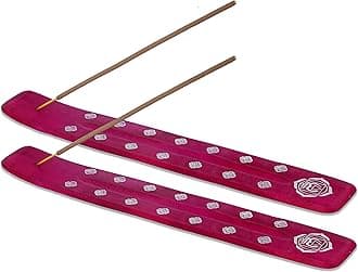 Bless-International Traditional-Handmade-Burner Wooden-Incense-Stick-Holder Ash-Catcher-Stand For-Aromatherapy-Meditation-Yoga (Heart Pink) Pack of 2