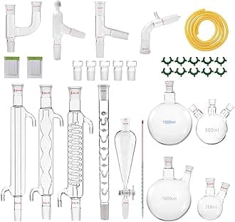 Chemistry Glassware Set - 32PCS Laboratory Glassware Kit 24/40 Lab Distillation Apparatus