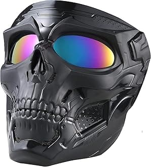 Eliane Goggle Mask Anti Scratch UV Protective Face & Eyewear Windproof Dirt Shield With Soft Foam Padded Detachable Mouth Filter For cycling Bike Off Road Racing Ride Unisex (Rainbow Goggle Skull)
