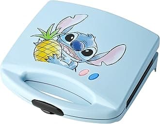 Select Brands Disney Lilo & Stitch Grilled Cheese Sandwich Maker - Kitchen Appliances - Ceramic Nonstick Cooking Plates - Panini Press - Imprints Stitch Image - Dual Sandwich Machine