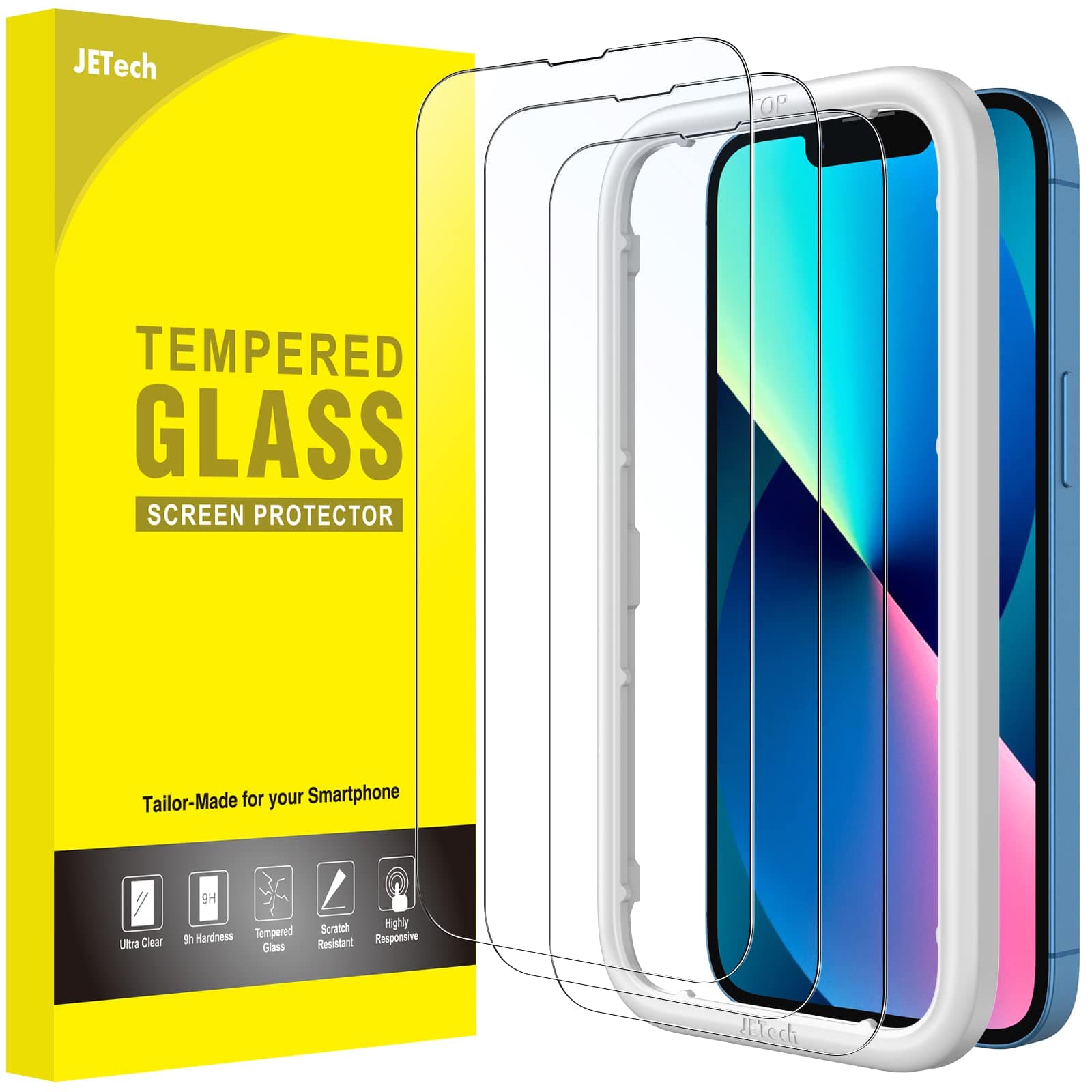 Full Coverage Screen Protector for iPhone 17e (2026) / iPhone 16e / iPhone 13/13 Pro, Tempered Glass Film with Easy Installation Tool, Case-Friendly, HD Clear, 6.1-Inch Display, 3-Pack