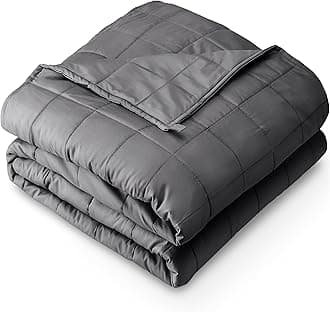 Bare Home Weighted Blanket Full or Queen Size 12lb (48" x 72") for Adults - All-Natural 100% Cotton - Premium Heavy Blanket Nontoxic Glass Beads (Grey, 48"x72")