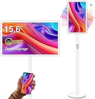 15.6" Digital Signage Display 10000 mAh Capacitive Touch Screen Advertising Display with Wireless Screen Mirroring, All in One LCD Screen HDMI-in with Android 11(8+128GB)