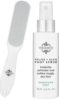 Dermasuri - Callus Remover Foot Scrub - Exfoliating Feet Spray-on Formula and Reusable Deluxe Sole File - Dead Skin Remover, Callus Rasp Scrubber, Peel & Soften Cracked Heels - Deluxe Pedicure Spa Kit