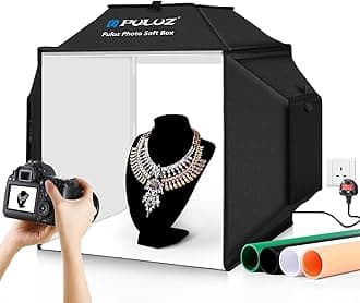 Newentor Upgraded Portable Photo Studio Light Box,40cm x 40cm Professional Dimmable Folding Shooting Tent Kit with CRI>95 480 LED Lights & 4 Color PVC Backdrops for Jewelry and Product Photography