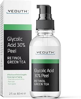 30% Glycolic Acid Peel With Retinol, Green Tea, 2Oz - Exfoliating, Fine Line & Wrinkle Treatment - Face Peel