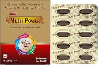 Daily Multivitamin & Multimineral with Ginseng with 10 Vitamins and 6 Minerals for Daily Energy & Immunity Men & Women 1 x 10 Softgel