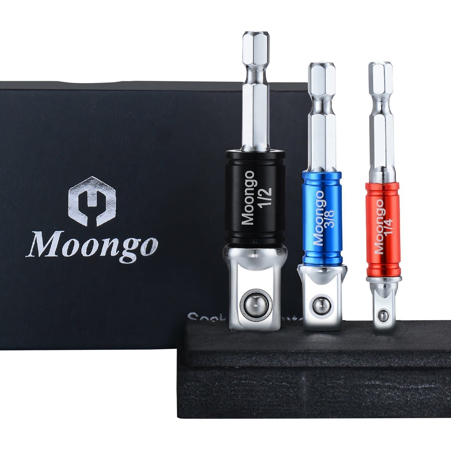 Moongo Tool Power Hand Tools Impact Sockets Adapter Set, Hex Square Nuts Driver Drill Socket Extension Bit Adapter Socket Wrench Adapter Set 1/4" 3/8" 1/2" drive