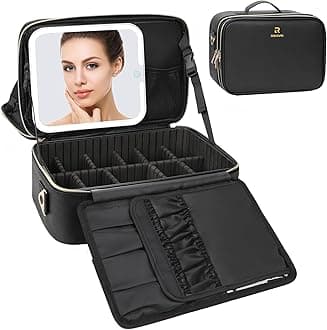 Relavel Travel Makeup Train Case Makeup Cosmetic Case Organizer Portable Artist Storage Bag with Adjustable Dividers for Cosmetics Makeup Brushes Toiletry Jewelry