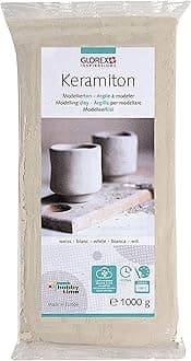 GLOREX 6 1780 702 Keramiton White, 1000 g Modelling Clay, Air-Hardening and Flammable, Odourless, for Pottery and Crafts