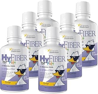Medtrition HyFiber Liquid Fiber for Kids in Only One Tablespoon, Supports Regularity and Softer Stools, FOS Prebiotics for Gut Health, 6 Grams of Fiber, 32 Servings per Bottle (6 Bottles)