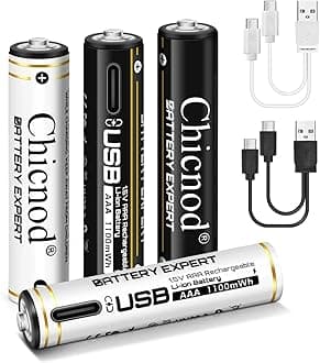 8-Pack AAA Batteries 1.5V USB Rechargeable Batteries AAA, 1100mWh Triple A Lithium Rechargeable Battery, 1200 Cycles Long Lasting High Capacity Batteries