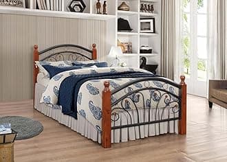 PS102 Metal Bed frame with Oak Legs single bed 7Star Furniture Dirty Oak Wood Futon Bed Frame