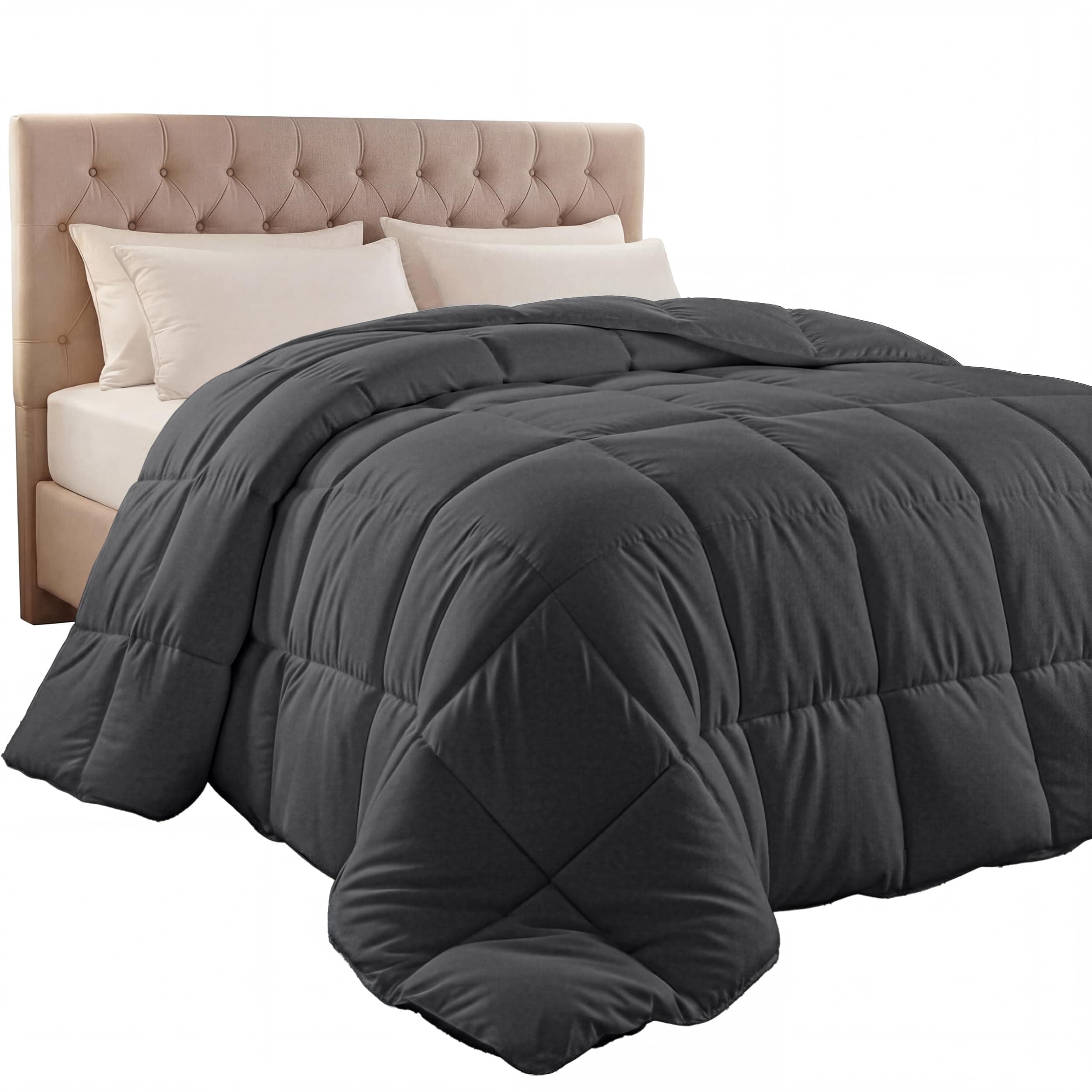 Utopia Bedding Comforter Duvet Insert, Quilted Comforter with Corner Tabs, Box Stitched Down Alternative Comforters Queen Size (Grey)