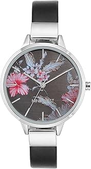 Women's Floral Dial Smooth Strap Watch
