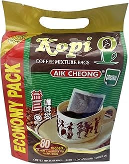 1 Pack Aik Cheong Malaysia Original Instant Dark Roast Black Coffee (Kopi O) (80 sachets x 10g)