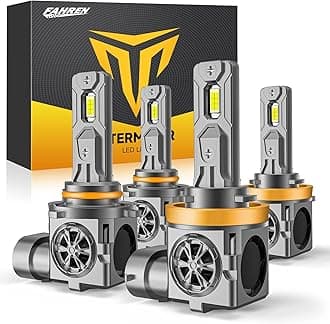 H11 9005 Light Bulbs Combo, 700% Super Brighter 6500K H9 H8 HB3 Driving Light Bulbs with Fan, Plug and Play, Off-Road Use or Fog Light, Pack of 4