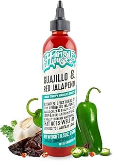 Guajillo & Red Jalapeno Peppers Hot Sauce, Low-Calorie Vegan Condiments for Chicken Wings, Hummus, Guacamole, Bloody Mary & More, Preservative-Free Enchilada Sauce, 9.5 oz