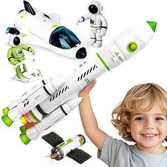TOY Life Space Toy Rocket Toys for Kid Shuttle with Astronaut Spaceship Planet Stem with Christmas Spaces Station for Boy 3 4 5 6 7 8, Gift for Age 3+