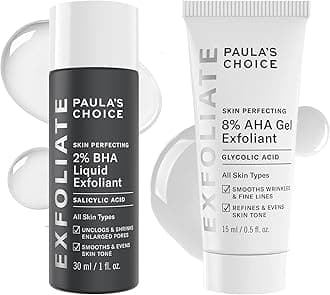 Paula's Choice SKIN PERFECTING 8% AHA Gel Exfoliant & 2% BHA Liquid Travel Duo, Facial Exfoliants for Blackheads & Wrinkles, Face Exfoliators w/Glycolic Acid Salicylic Acid Travel Size
