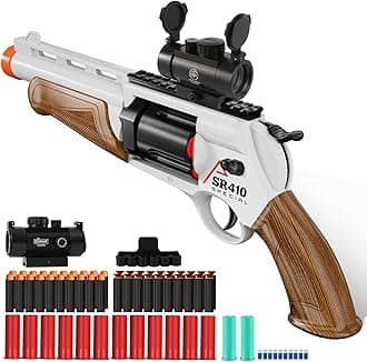 Toy Guns for Boys,Enhanced Revolver Foam Blaster, Shotgun Children Outdoor CS Soft Bullet Toy Rifle, Birthday Xmas Gift for Kids Age 8+(Brown)