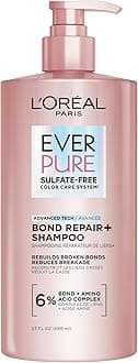 L'Oreal Paris Sulfate Free Bond Repair+ Shampoo, Hair Shampoo with Amino Acid Complex, Strengthens and Repairs Damaged or Color Treated Hair, EverPure, 23 Fl Oz (Packaging May Vary)