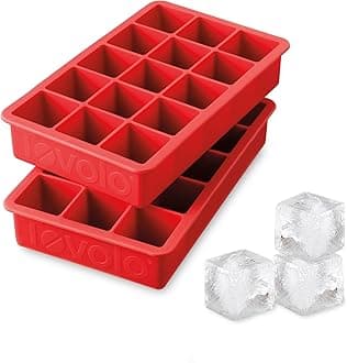 81-9516 Perfect Ice Mold Freezer Tray of 1.25-Inch Cubes for Whiskey, Bourbon, Spirits & Liquor, BPA-Free Silicone, Fade Resistant, Candy Apple