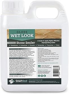 SmartSeal's Natural Stone Sealer - "Wet Look" Finish - Professional Grade, Easy To Apply Natural Stone Sealer. Durable Gloss Sealers for Sandstone, Limestone & Slate. Patio Sealers Wet Look (1 Litre)