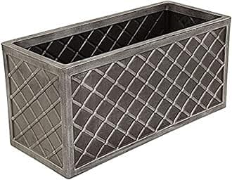 Pluto Packaging 70cm Long Large Plastic Pewter Lazio Trough Grey Outdoor Garden Flower Planters (1 Lazio Trough Planter)