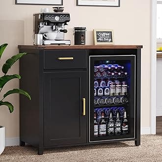 GDLF Coffee Bar with Mini Fridge Space, Mini Fridge Cabinet Stand，Liquor Wine...