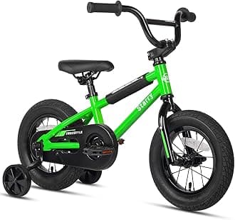 - 12 14 16 18 Inch Kids Bike BMX Style Bicycle with Training Wheels Coaster Brake for 2-10 Years Old Toddlers Boys Girls Multiple Colors