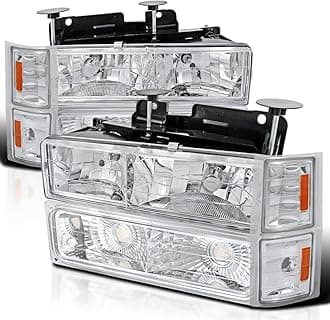 SPEC-D TUNING Headlights + Bumper Lights + Corner Compatible with 1994-1998 Chevy C/K 1500 2500 3500 Tahoe Suburban C10 Pickup Left + Right Pair Headlamp Assembly