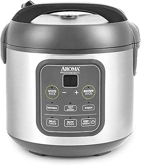 AROMA Professional Digital Rice Cooker, Multicooker, 4-Cup (Uncooked) / 8-Cup (Cooked), Steamer, Slow Cooker, Grain Cooker, 2Qt, Stainless Steel Exterior, ARC-994SG
