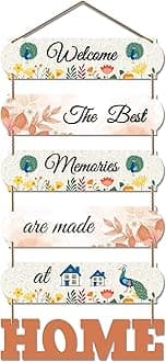 Artvibes Home Quote Decorative Wall Art MDF Wooden Hanger for Living Room | Bedroom | Gifts | Wood Hangers Decoration | Modern Decor Items | Artworks Hangings (WH_6610N), Set of 6