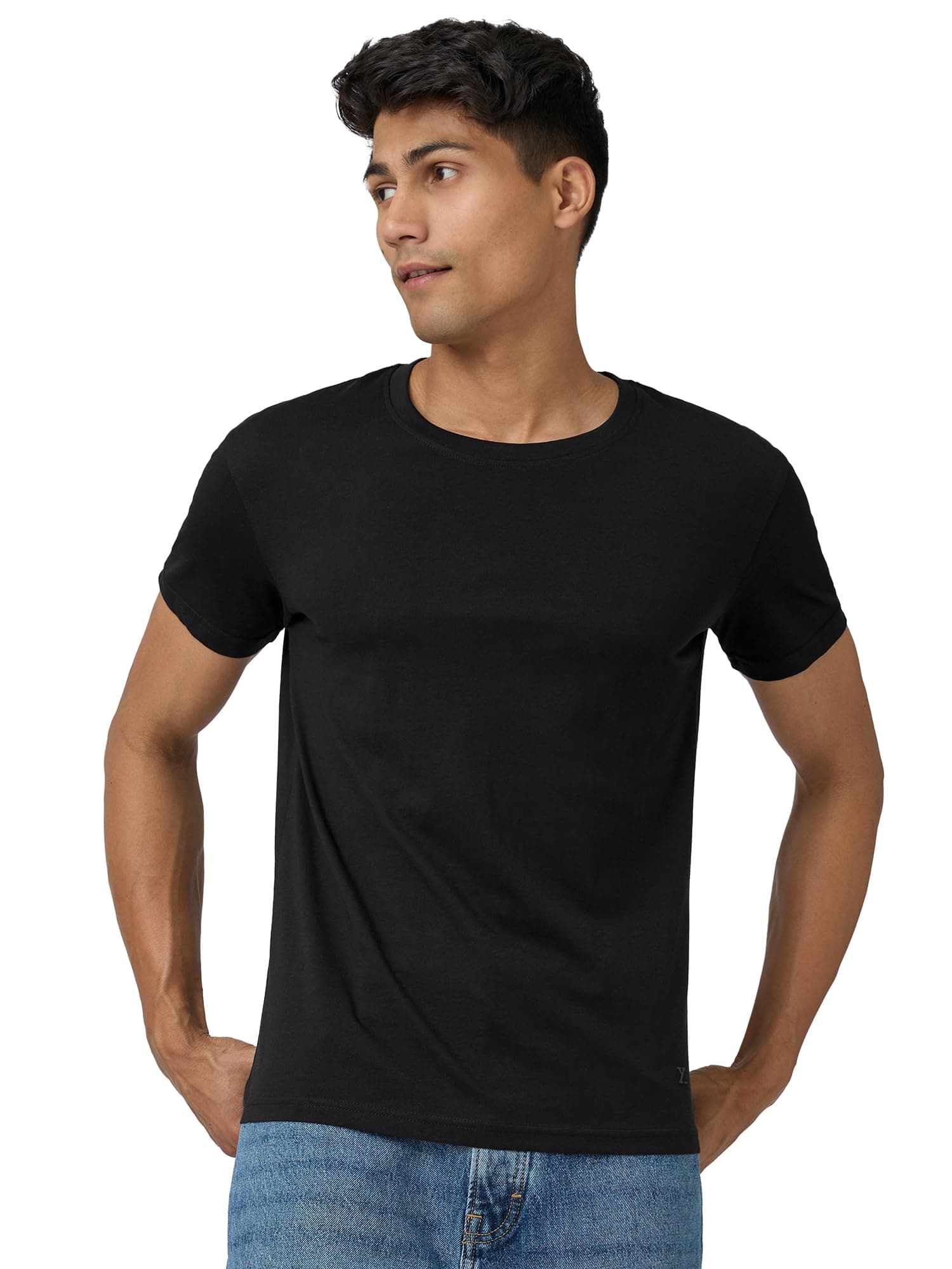 XYXX Cotton Round Neck Regular Fit Solid Tshirt for Men