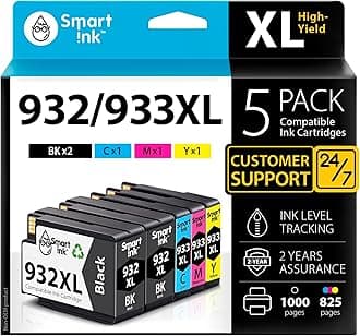 Smart Ink Compatible Ink Cartridges Replacement for HP 932XL 933XL 932 XL 933 XL 5 Pack Combo (2 Black, Cyan/Magenta/Yellow) for HP Printer OfficeJet 6600 6700 7610 7612 6100 7510 7110 7620