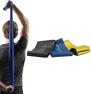 TheraBand Professional Non-Latex Resistance Bands For Rehabilitation, Portable Fitness and Workout, Home Exercise, Blue & Black & Silver, Advanced Set