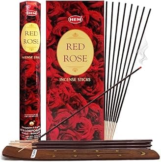 TRUMIRI Red Rose Incense Stick Bundle: 120 Count (6 Packets of 20 Sticks Each) with Trumiri Incense Holder