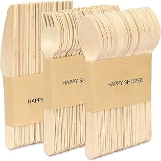 Disposable Cutlery 90 pcs | 30x Forks, 30x Spoons, 30x Knives | Eco Friendly Wooden Spoon,Wooden Forks,Wooden Knives | Ideal for Party, Picnic, Christmas and Home Daily Use Wooden Cutlery Set